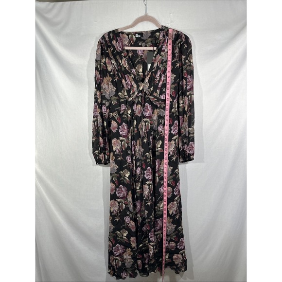 NWT The Kooples [ SZ 3 ] English Rose Floral Long Sleeve Maxi Dress Black #U1266 - Picture 7 of 16